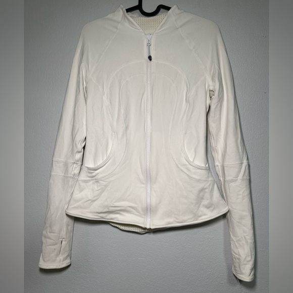 Lululemon Reversible Jacket Off White Perforated Zip-Up Womens 4 - Picture 1 of 9